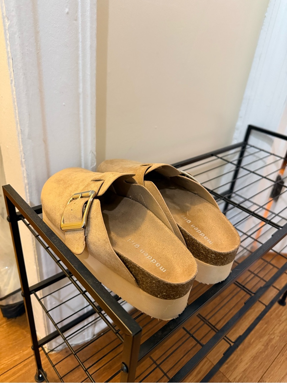 Madden Girl Sand Suede Platform Clog Mules with Buckle